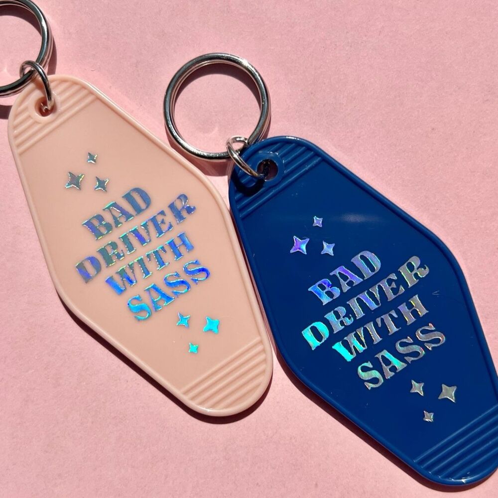 Bad Driver with Sass Motel Keychain Reflective Light In Navy